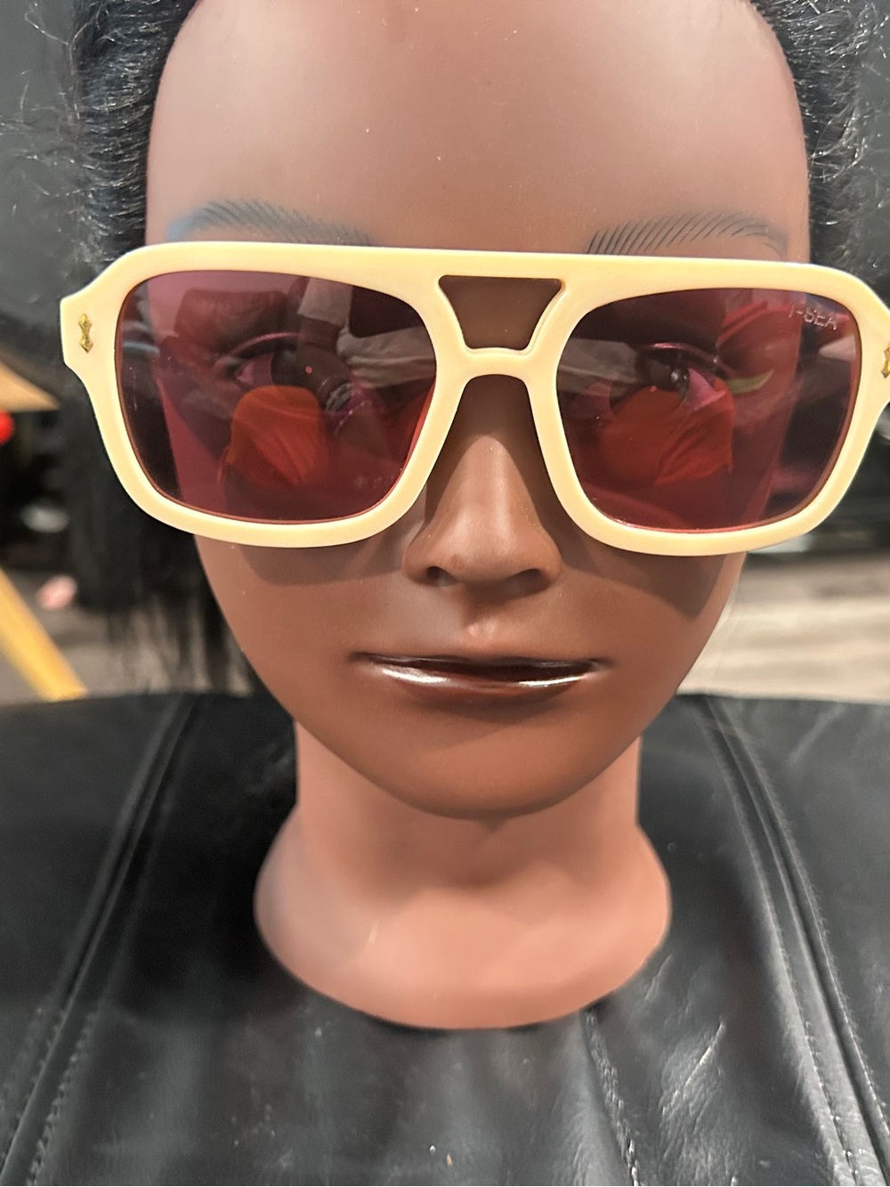 I-Sea Cream Frame with pink Lenses Women's Sunglasses